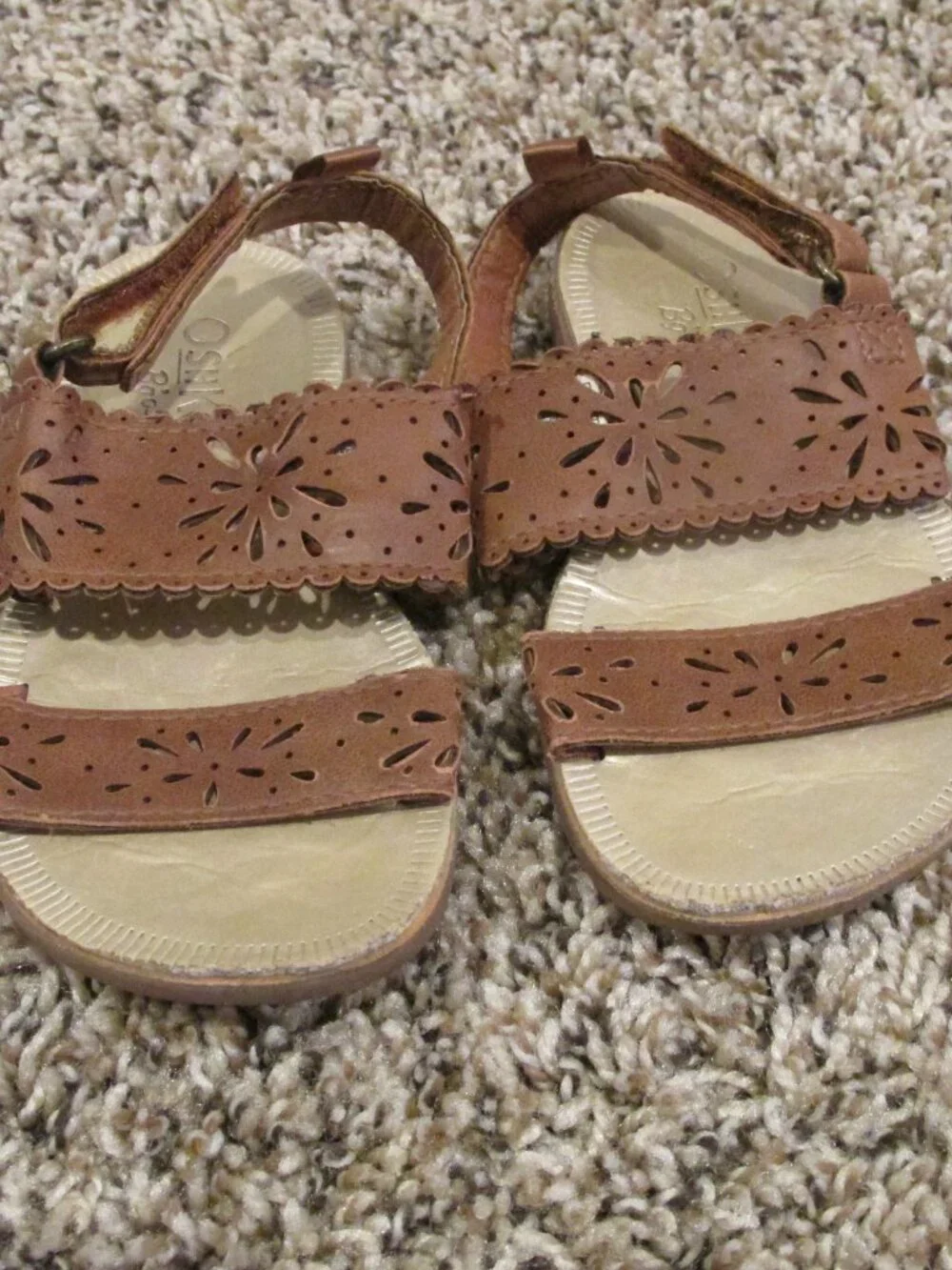 Osh Kosh Slip On Sandals Toddler Girls Size 6M Brown Open Toe‎ Summer Church